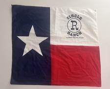 Vintage Bandana Handkerchief Texas Flag Circle R Ranch Texas Tradition 23.5"x21"