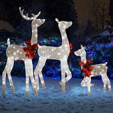 Christmas Lighted Reindeer Family Decoration Deer Set Indoor Outdoor Lawn Decor