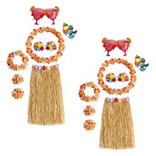 Hawaii Hula T&auml;nzerin Gras Rock Blumen Armb&auml;nder zum Verkleiden Feier
