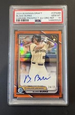 2024 Bowman Draft - Blake Burke Auto - True Orange Refractor /25 PSA 10 Gem Mint