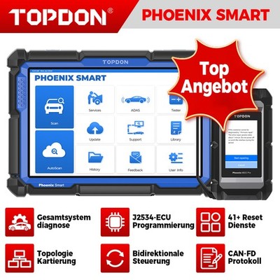 TOPDON Phoenix Smart Profi Diagnosegerät J2534 ECU Codieren DoIP CANFD Topologie