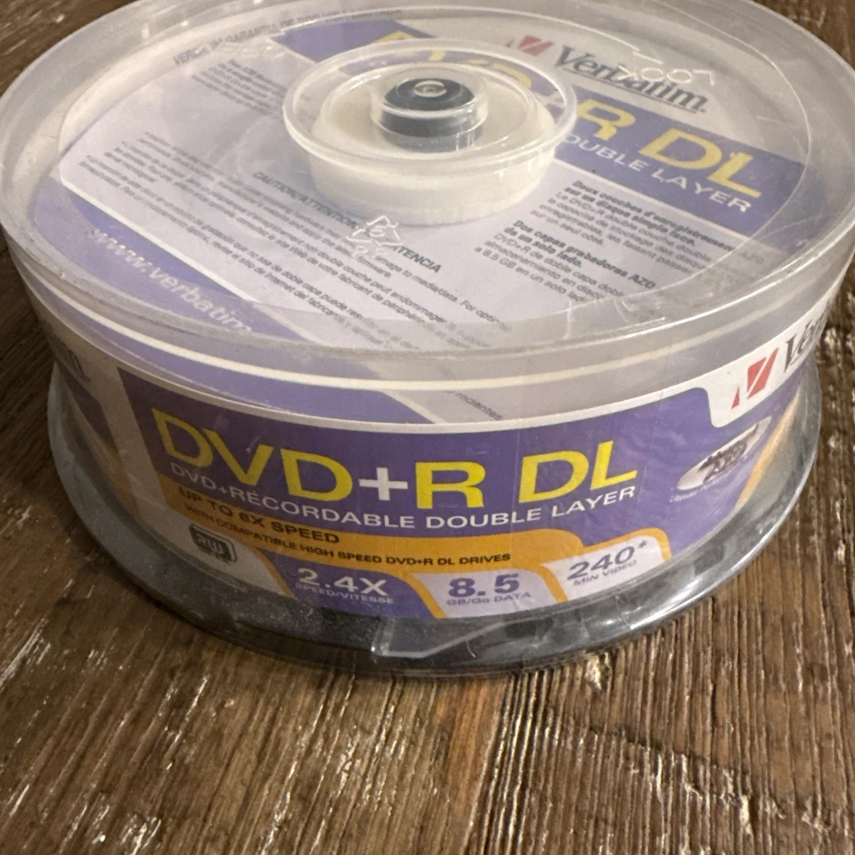 NEW Verbatim DVD+R DL - 8.5GB, 2.4x Speed - 20 Pack - SEALED - Image 4 of 4