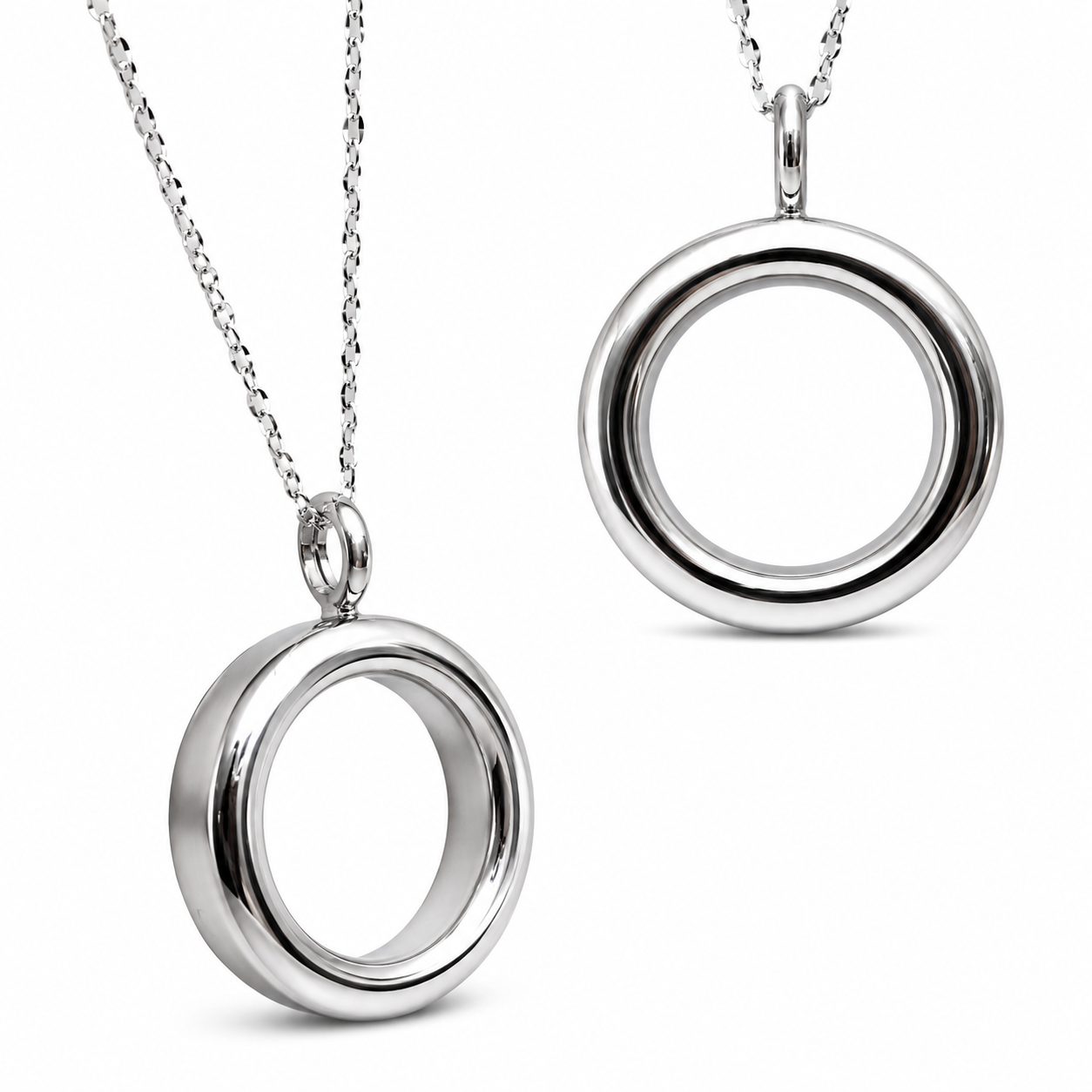 Glass Locket Pendant Necklace Medium Keepsake Vial Photo Hair Memorial Jewellery