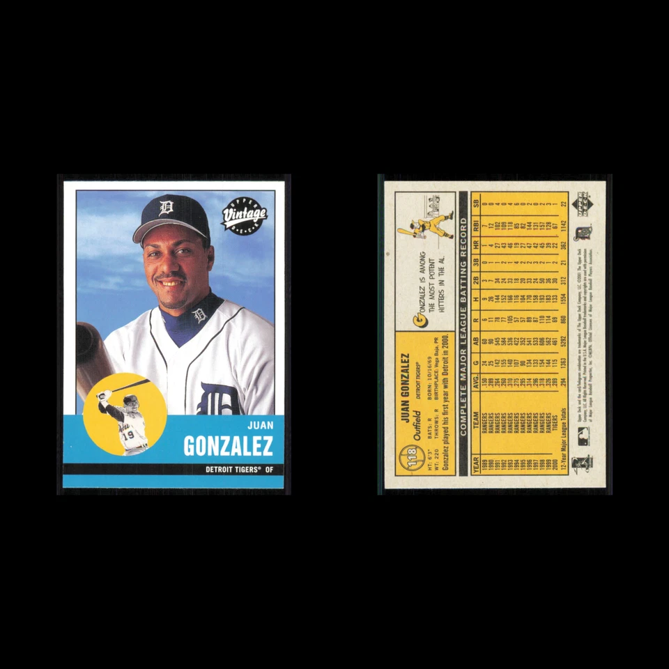 Juan Gonzalez #118 2001 Upper Deck Vintage Detroit Tigers Baseball Card MLB NM - Image 3 of 3