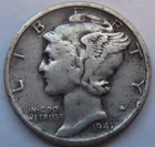 1941 d  Mercury Dime  90% Silver .0723 troy oz.  Very Good