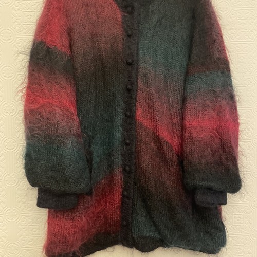 Mohair Coatigan vintage colori misti - Manica in palloncino Paula anni '80 fatta a mano - Foto 8 di 10