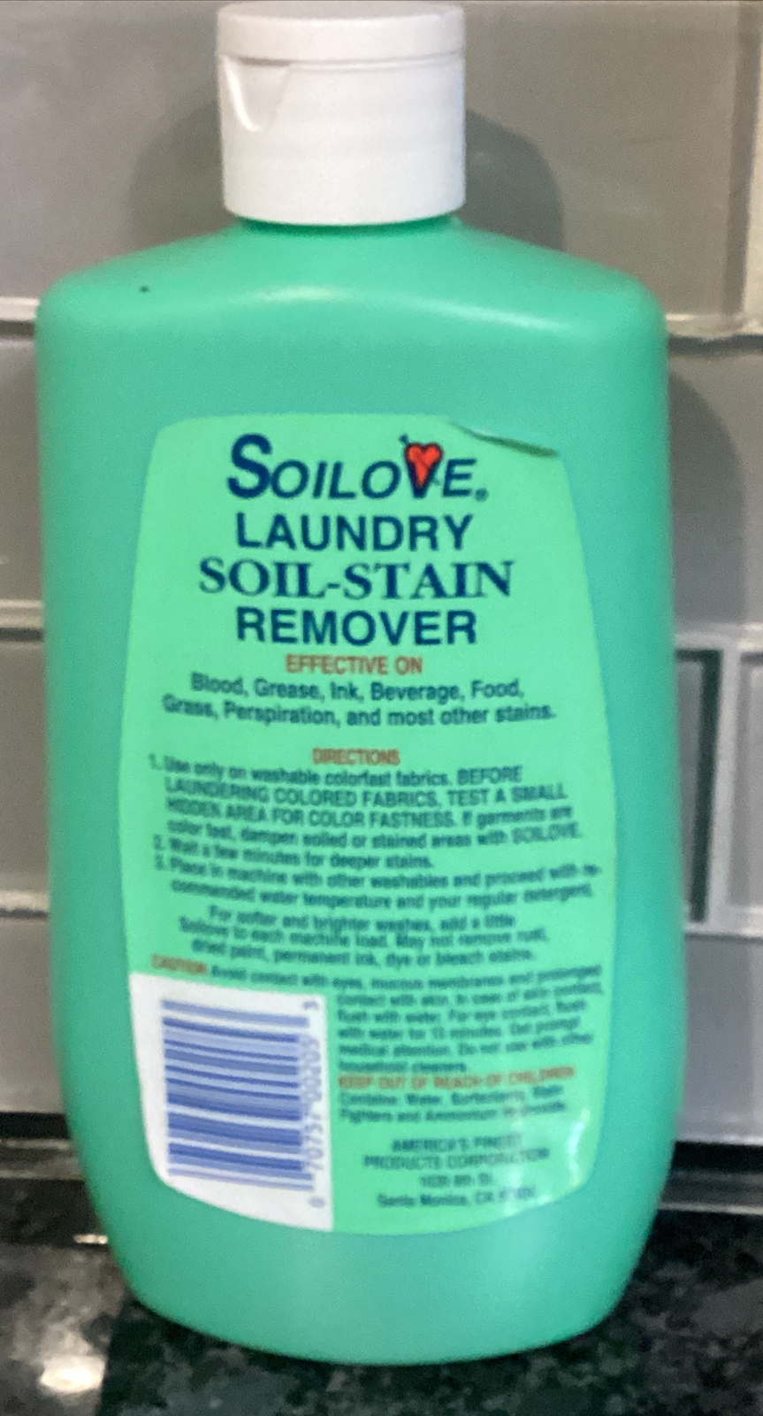 Soilove Laundry Soil Stain Remover One 16 oz. MADE IN U.S.A. FAST