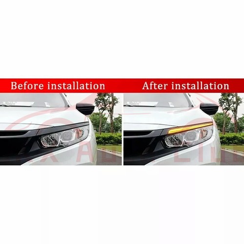 For Honda Civic 2016-2021 e Headlight Eyebrows LED DRL Daytime Turning Lights - Picture 2 of 8
