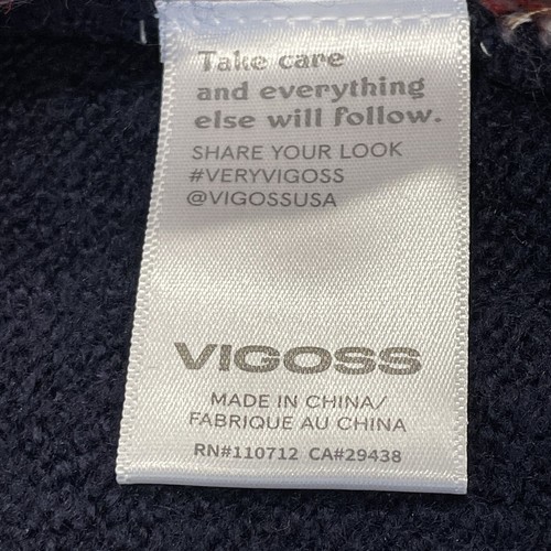 NWT VIGOSS Womens L Crew Sweater Blue Argyle Boxy Sweater Quiet Luxury Preppy - Picture 13 of 15