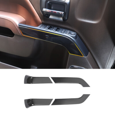 Carbon Fiber Door Handle Panel Cover Trim for 2014-18 Chevy Silverado GMC Sierra