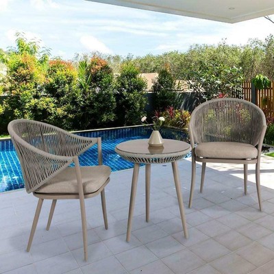 NUU GARDEN Outdoor 3-piece Bistro Set With Cushion light coffee