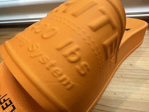 Virgil Abloh Off-White Logo Orange Rubber Pool Slider Slides Sandals Unisex Sz40 - Picture 11 of 13