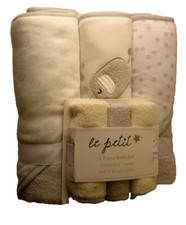 Hooded Towel Washcloth By Le Petit,Circles, Polka Dots Elephant Theme,6 Pcs.