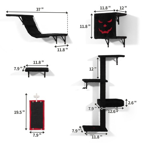 COZIWOW Katzen-Wandregale, Wandmontage Katzenkletterer 5er Set (Gothic) - Bild 6 von 6