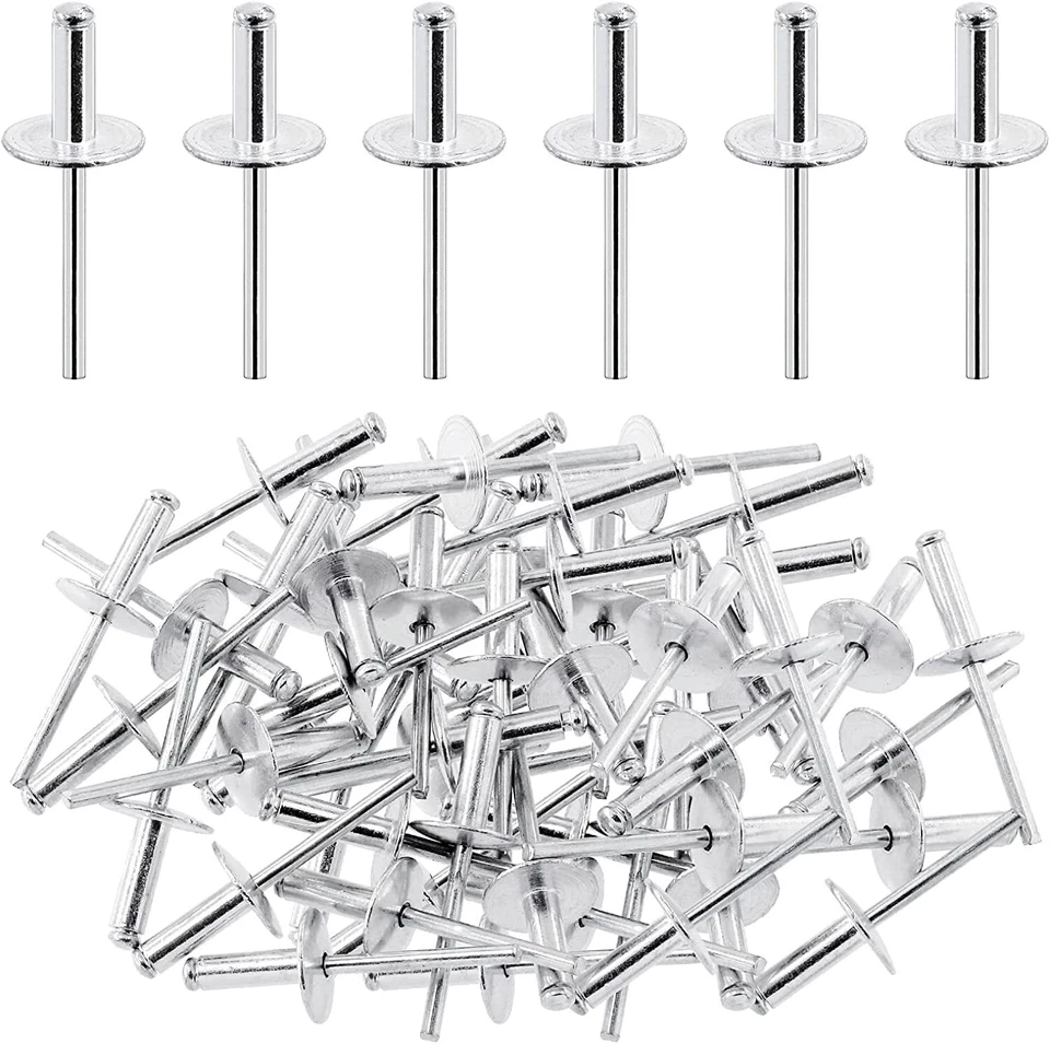 100-2000 PIEZAS REMACHES POP ALUMINIO BRIDA GRANDE 3/16" X 3/4" CABEZA GRANDE ACERO Foto 2 de 2