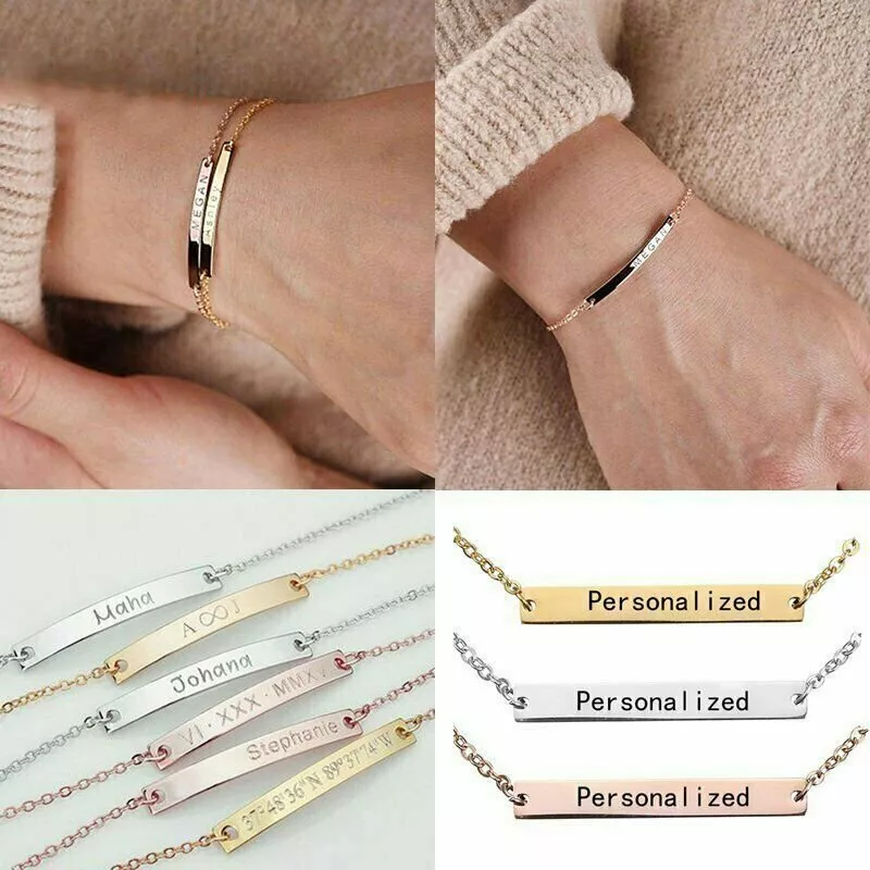 DAINTY ENGRAVABLE BAR BRACELET | Ora Gift