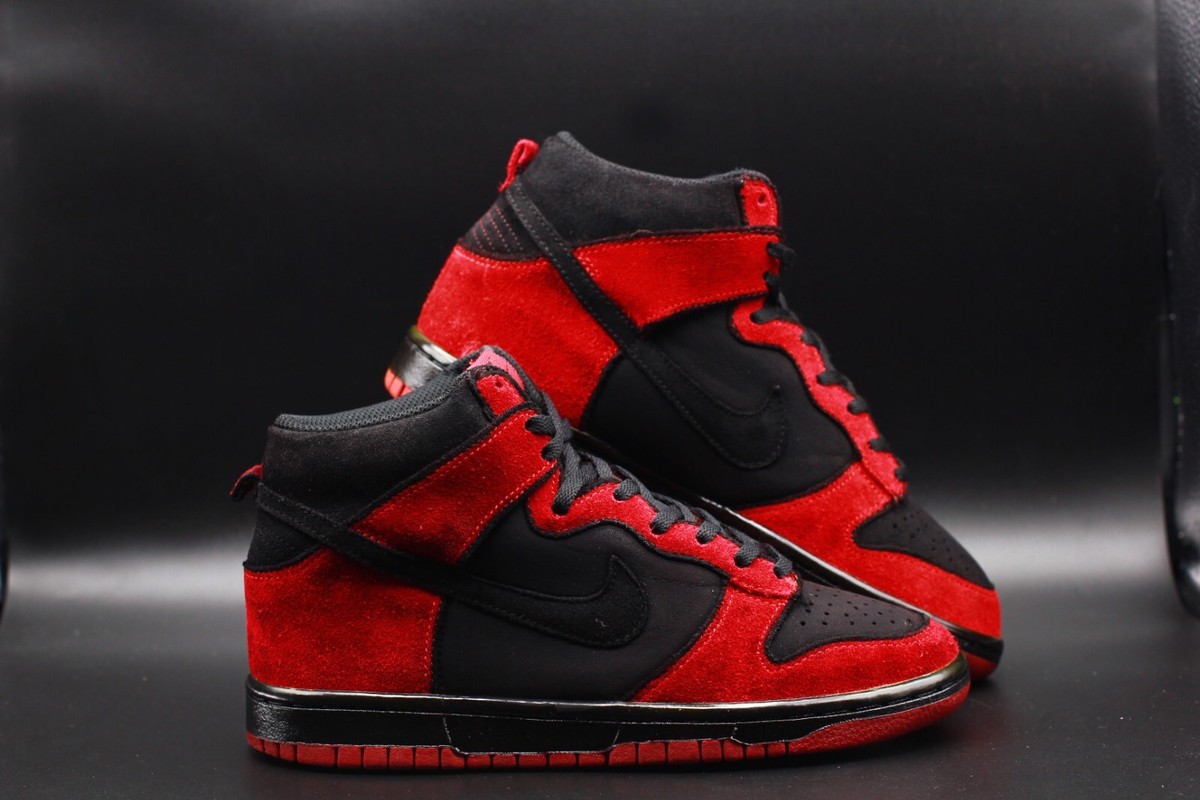 dunk high red and black