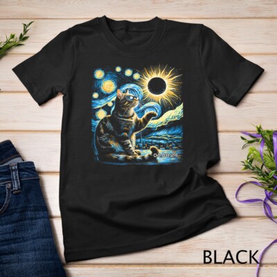 Tabby Cats Howling At Solar Eclipse April 8th 2024 Gift Idea Unisex T-shirt