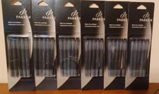 Parker Refill Cartridge for Permanent Ink Fountain Pens, Black Ink 5 Pack Qty 6