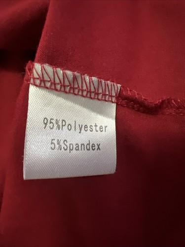 LuckyMore Damen kurz rot Ärmel Reißverschluss fließend Tunika Top Freizeit Bluse Gr. 2XL - Bild 7 von 7
