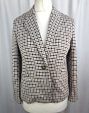 Lands' End Checked Blazer Jacket Cotton Blend Women's Small Petite C4256