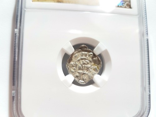 Henry (Enrico) Italia NGC AU 58 Lucca Silver Denier Caballeros Templarios Santo Cruzado - Imagen 6 de 12