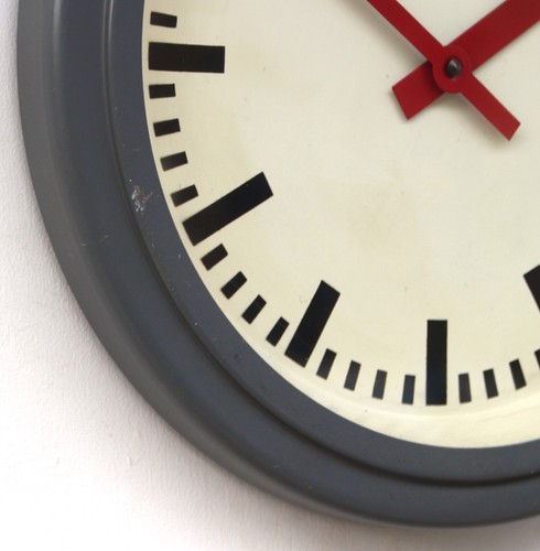 1970s Slimline West German Vintage Industrial Factory Wall Clock Retro - Picture 5 of 21