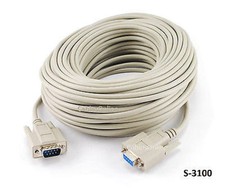 100ft DB9 Serial Male to Female 9-Wire Straight Thru Extension Cable, S-3100