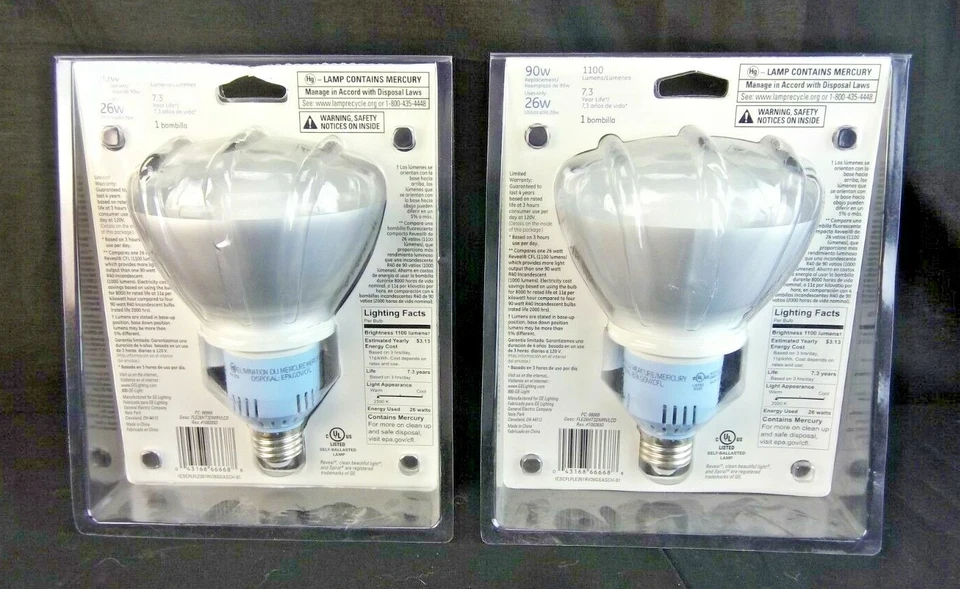 GE 66668 REVEAL DIMMABLE COMPACT FLUORESCENT LIGHT, 26 WATT 2 Pack - Image 2 of 2