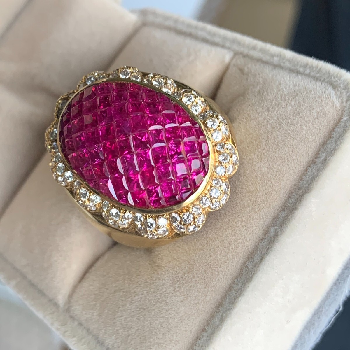 K18 Natural Ruby 11.0ct Diamond 1.8ct 28.2g Ring-X1733 | eBay