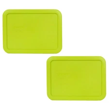 Pyrex 7210-PC Rectangle 3 Cup Storage Lid Cover Edamame Green 2PK for Glass Dish