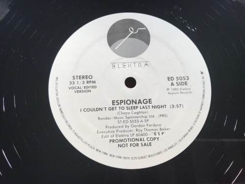 F1-27 ESPIONAGE I Couldn’t Get To Sleep Last Night - WHITE LABEL PROMO - SINGLE - Picture 3 of 6