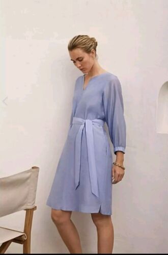 Brand New! Trenery by Country Road Cornflour Blue Shirt Dress 18 Cotton Silk