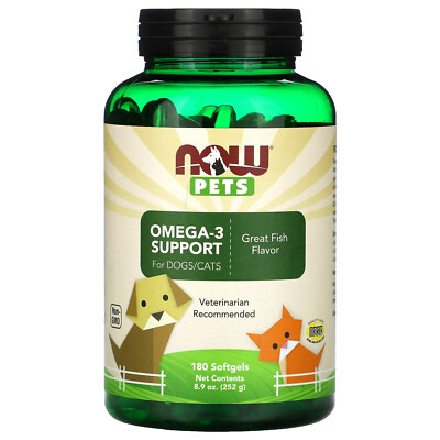 Pets, Omega-3 Support for Dogs/Cats, Great Fish, 180 Softgels, 8.9 oz (252 g)