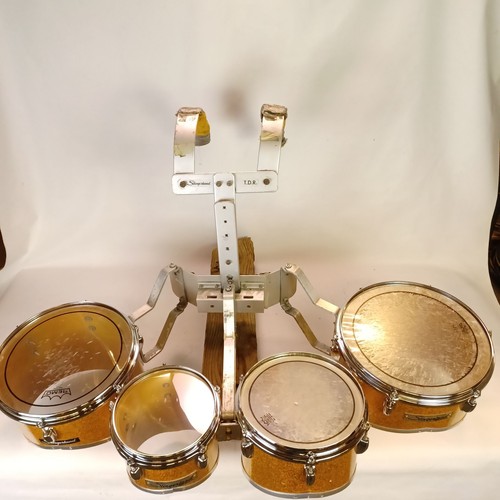 Slingerland 12,8,10,13" Marching Quad-Tom Drums Vintage 70s + Carrier Mount Harness - Bild 3 von 24