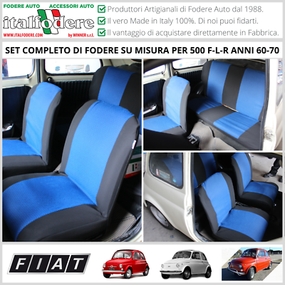 FODERE COPRISEDILI FIAT 500L SU MISURA C/LOGHI Fodera Foderine Complete 40 Nero EUR 109,90 - IT - Foto 9