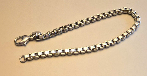 AUTHENTIC TIIFANY & CO SIGNATURE STERLING SILVER UNISEX BOX CHAIN 7.5" BRACELET