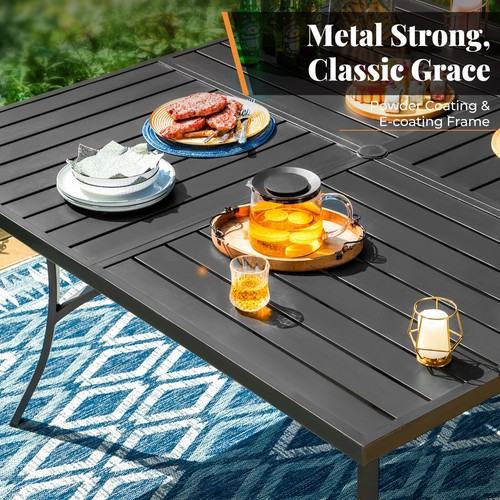 9 Piece Patio Dining Set Outdoor Table Chairs Set for 8 Person Stackable Chairs - Picture 11 of 13