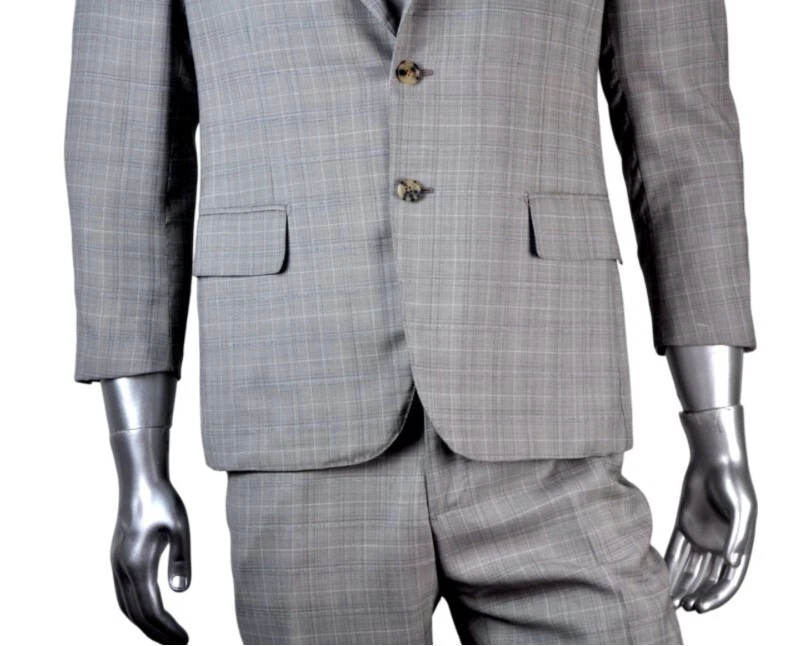 $5,495 NWT Gianluca Isaia Gray Window Pane 100% Wool 2-Button Suit Size 44 S - Image 4 of 4