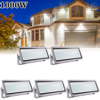5Pcs 1000W LED Flood Light Waterproof Bright Stadium Security Outdoor Lighting