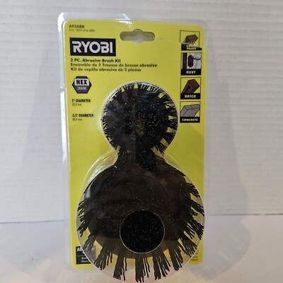 #ad RYOBI Hard Bristle Brush Cleaning Kit 2 Piece A95ABK Clean Rust Brick Concrete $19.99