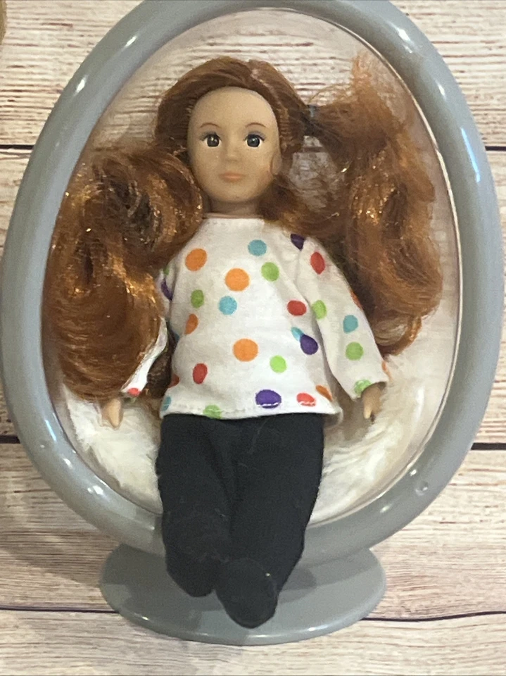 Lot Of 2 Lori Mini Fashion Dolls 6” W/ Egg Chair Blonde & Red Hair - Image 3 of 4