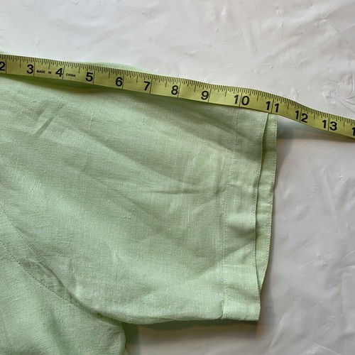 Cremieux 100% Linen Shirt Mens Large Button Down Short Sleeve Green Beach Summer - Picture 12 of 12