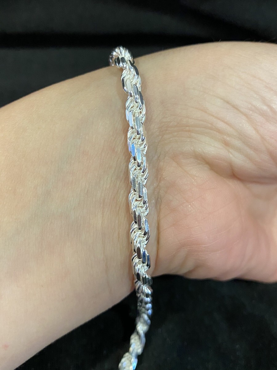 925 Sterling Silver Men's Male Women's Twisted Rope Chain Bracelet