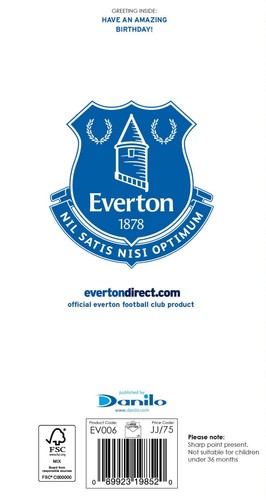 Tarjeta de cumpleaños Everton Football Club tarjeta de cumpleaños incluye sobre 9 X 5 pulgadas - Imagen 3 de 6