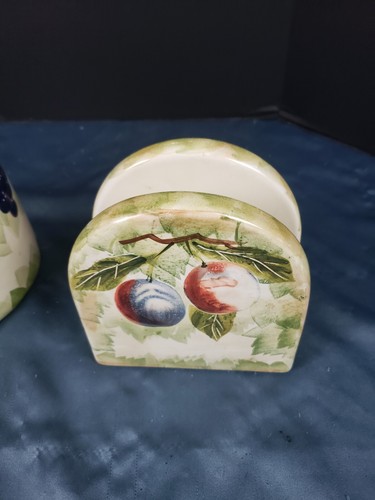 Matching cookie jar and napkin holder set by Antique Fruits hand painted - Picture 4 of 7