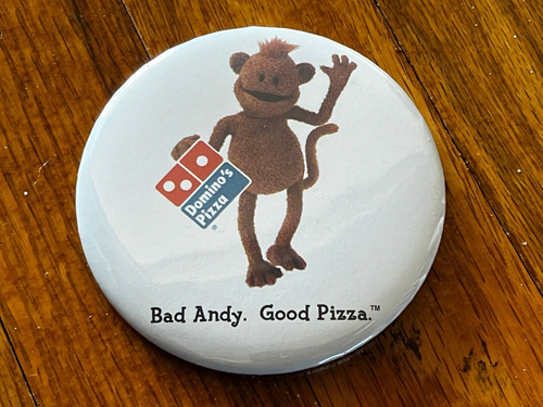 Bad Andy Domino's Pizza Advertising Promo Button Pin BadAndy Henson NEW 2000 - Picture 5 of 6