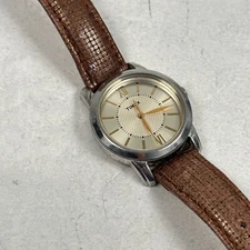 Timex Watch Womens 32mm Silver Tone Brown Band Casual Classic Quartz New Battery