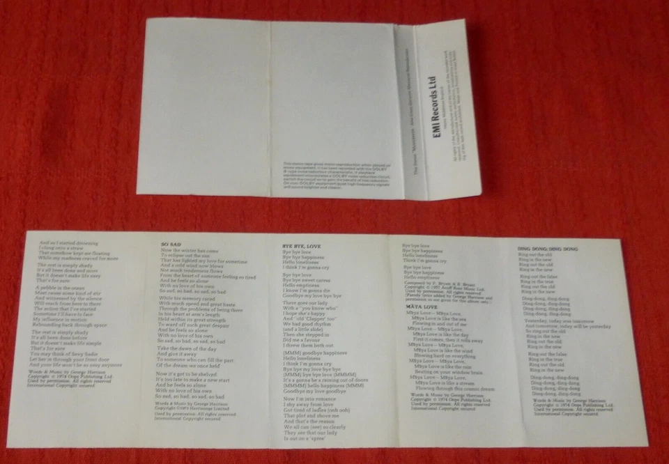 GEORGE HARRISON (THE BEATLES)-1974 CASSETTE TAPE WITH PAPER LABELS - DARK HORSE - Image 4 of 4