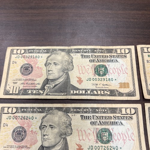 Lot 7 Star Notes Ten Dollar Bills ($70) U.S. Money 2009 2013 2017 & 2017A - Picture 2 of 21